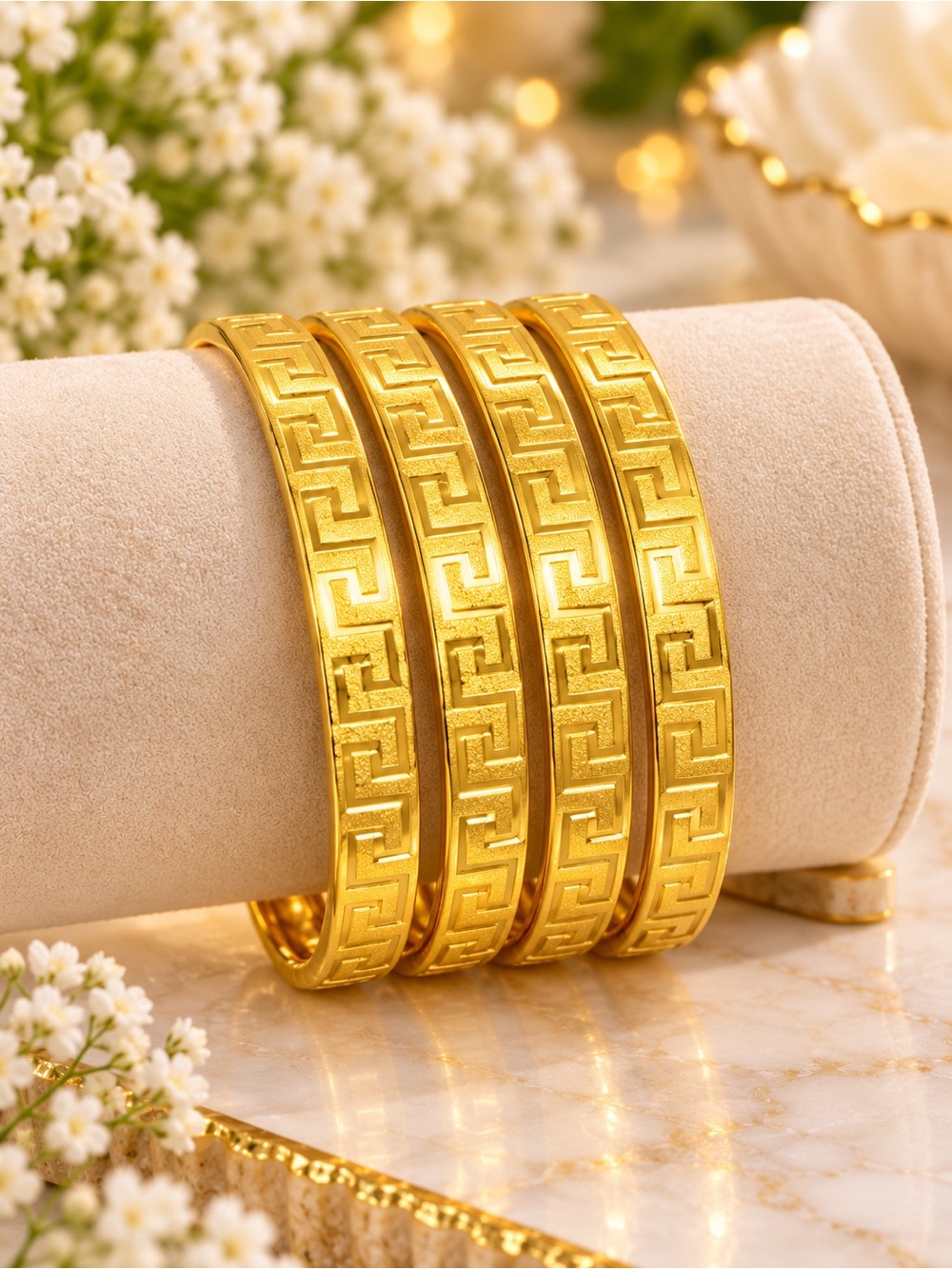 Gold-Tone Greek Key Bangle Set - Women's Jewelry